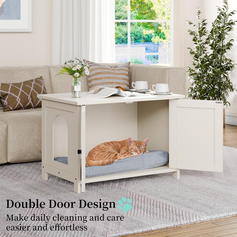 Hidden Cat Litter Box End Table | With Removable Divider, 3 Wood Colors