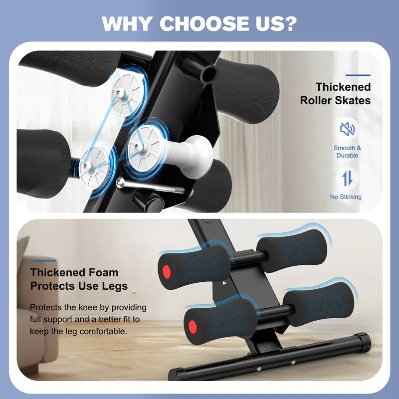 RELIFESPORTS Foldable Ab Machine - Unisex Solid Steel Workout Equipment, Indoor Fitness Gear, Muscle Exercise Equipment, Adjustable Frame, LCD Real-Time Display, Resistance Bands, Silent Smooth Operation, Portable Exercise Gear for Home Use