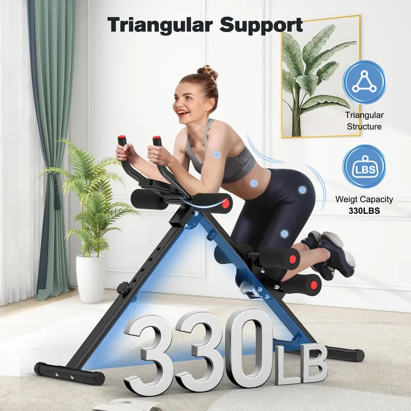 RELIFESPORTS Foldable Ab Machine - Unisex Solid Steel Workout Equipment, Indoor Fitness Gear, Muscle Exercise Equipment, Adjustable Frame, LCD Real-Time Display, Resistance Bands, Silent Smooth Operation, Portable Exercise Gear for Home Use