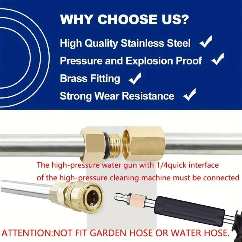 Pressure Washer Extension Wand 10 Pack, Power Washer Lance with 5 Nozzle Tips & Curved Gutter Cleaner Rod, for Gutter Roof Wall Cleaning