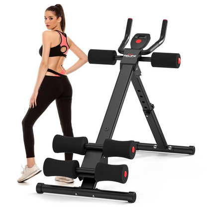 RELIFESPORTS Foldable Ab Machine - Unisex Solid Steel Workout Equipment, Indoor Fitness Gear, Muscle Exercise Equipment, Adjustable Frame, LCD Real-Time Display, Resistance Bands, Silent Smooth Operation, Portable Exercise Gear for Home Use