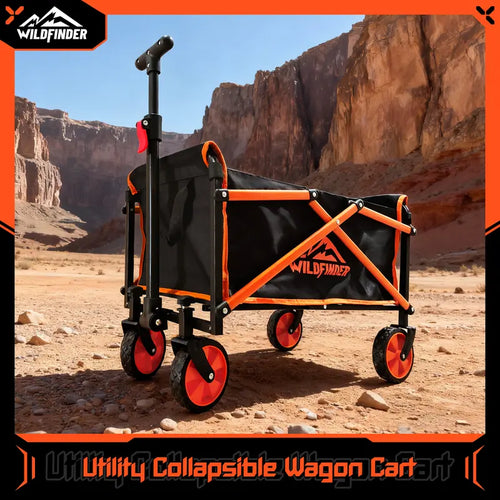 【Small Size】Collapsible Utility Wagon Cart with Wheels, 88 lbs Heavy-Duty Load, Lightweight Folding Design and Adjustable Handle for Camping, Garden, Sports, and Shopping