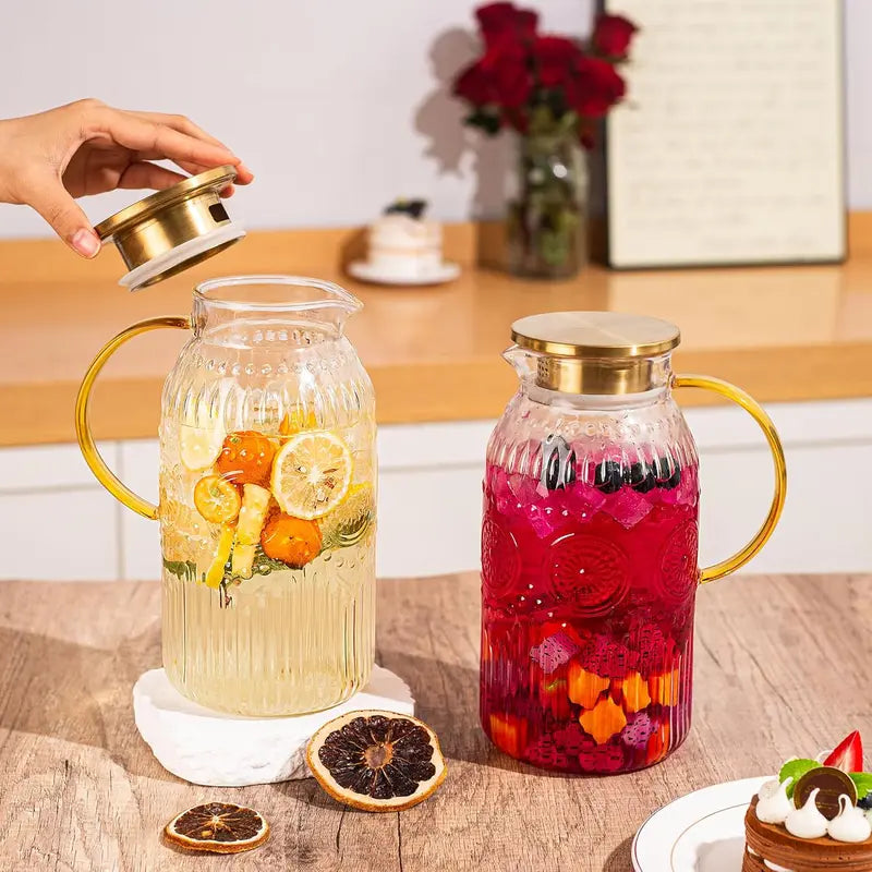 68oz/2L Heat Resistant Glass Pitcher with Lid | For Iced Tea, Lemonade & Cold Brew