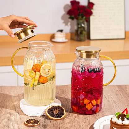 68oz/2L Heat Resistant Glass Pitcher with Lid | For Iced Tea, Lemonade & Cold Brew
