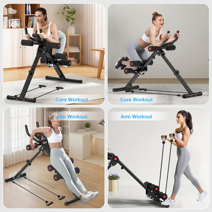 RELIFESPORTS Foldable Ab Machine - Unisex Solid Steel Workout Equipment, Indoor Fitness Gear, Muscle Exercise Equipment, Adjustable Frame, LCD Real-Time Display, Resistance Bands, Silent Smooth Operation, Portable Exercise Gear for Home Use