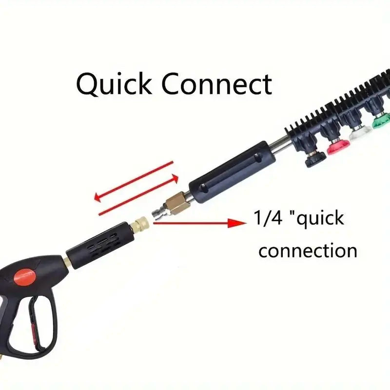 Pressure Washer Extension Wand 10 Pack, Power Washer Lance with 5 Nozzle Tips & Curved Gutter Cleaner Rod, for Gutter Roof Wall Cleaning