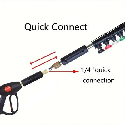 Pressure Washer Extension Wand 10 Pack, Power Washer Lance with 5 Nozzle Tips & Curved Gutter Cleaner Rod, for Gutter Roof Wall Cleaning