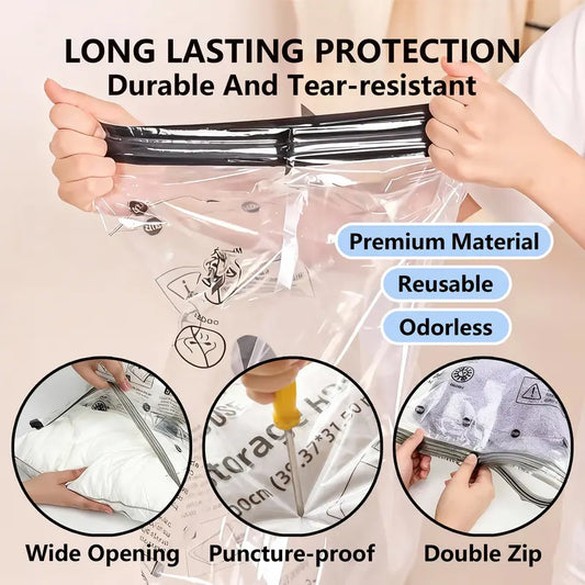 Space Saving Travel Vacuum Storage Bags 15 Pack + USB Hand Pump