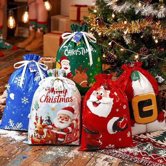 [L+M+S]20PCS Christmas Gift Bags With Assorted Patterns, 4 Large 8 Medium 8 Small Reusable Non-Woven tote Bags with Handle for New Year & Christmas Decor Festive Party Supplies Holiday Gifting. Heavy-duty storage foldable shopping Water-Resistant