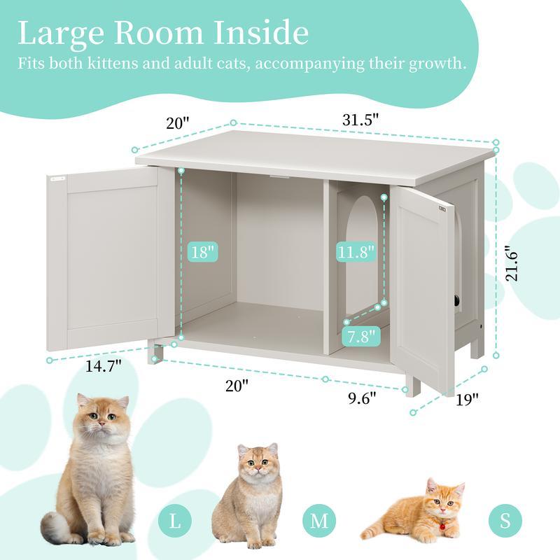 Hidden Cat Litter Box End Table | With Removable Divider, 3 Wood Colors