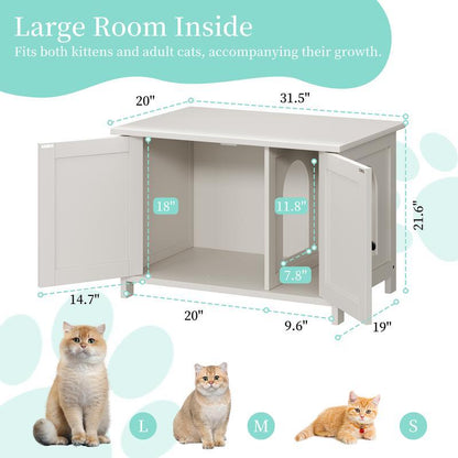 Hidden Cat Litter Box End Table | With Removable Divider, 3 Wood Colors