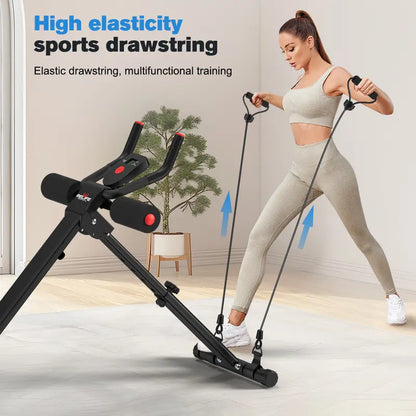 RELIFESPORTS Foldable Ab Machine - Unisex Solid Steel Workout Equipment, Indoor Fitness Gear, Muscle Exercise Equipment, Adjustable Frame, LCD Real-Time Display, Resistance Bands, Silent Smooth Operation, Portable Exercise Gear for Home Use