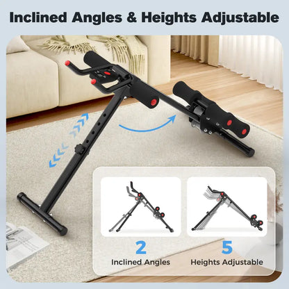 RELIFESPORTS Foldable Ab Machine - Unisex Solid Steel Workout Equipment, Indoor Fitness Gear, Muscle Exercise Equipment, Adjustable Frame, LCD Real-Time Display, Resistance Bands, Silent Smooth Operation, Portable Exercise Gear for Home Use
