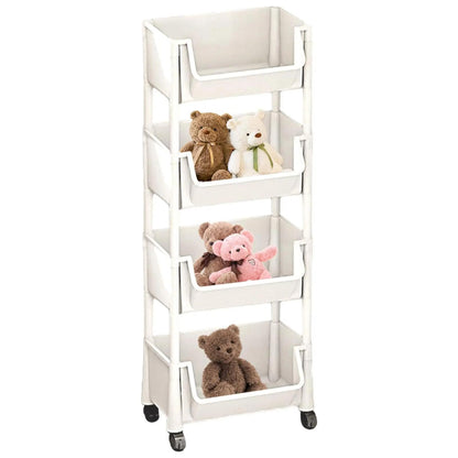 Multifunctional Multi-Layer Plastic Storage Cartwith Wheels