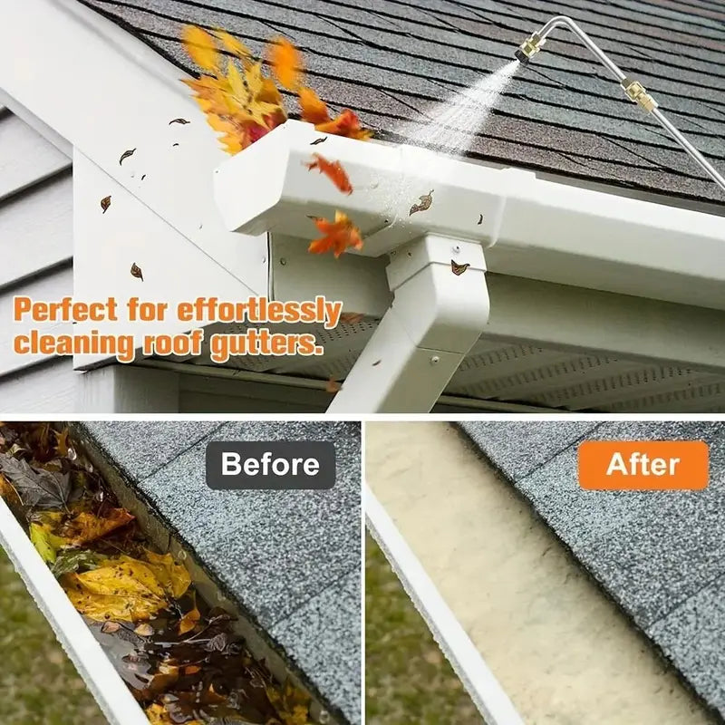 Pressure Washer Extension Wand 10 Pack, Power Washer Lance with 5 Nozzle Tips & Curved Gutter Cleaner Rod, for Gutter Roof Wall Cleaning