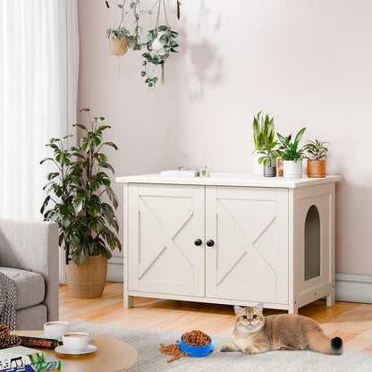 Hidden Cat Litter Box End Table | With Removable Divider, 3 Wood Colors