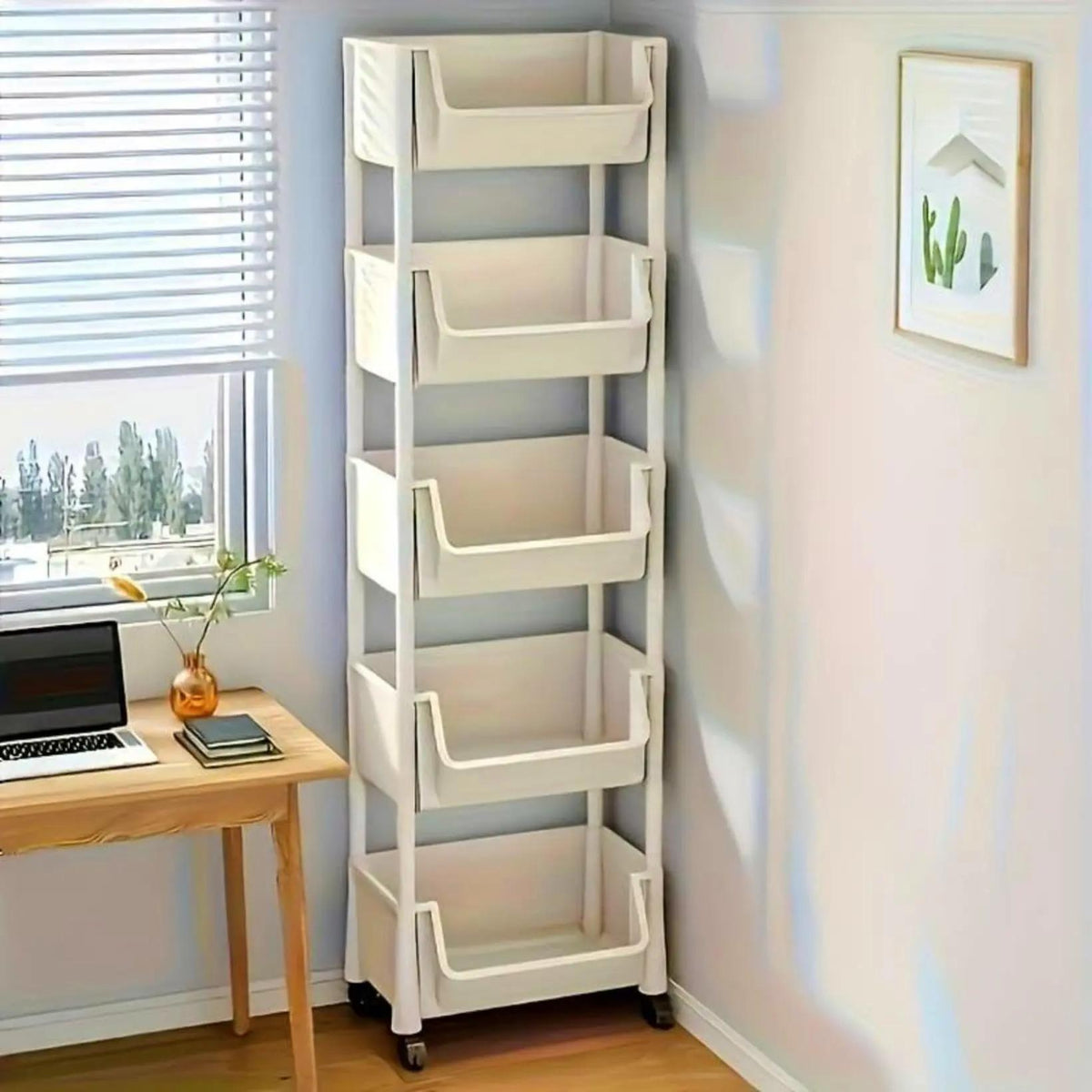 Multifunctional Multi-Layer Plastic Storage Cartwith Wheels