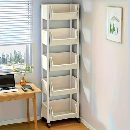 Multifunctional Multi-Layer Plastic Storage Cartwith Wheels