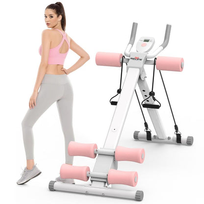 RELIFESPORTS Foldable Ab Machine - Unisex Solid Steel Workout Equipment, Indoor Fitness Gear, Muscle Exercise Equipment, Adjustable Frame, LCD Real-Time Display, Resistance Bands, Silent Smooth Operation, Portable Exercise Gear for Home Use