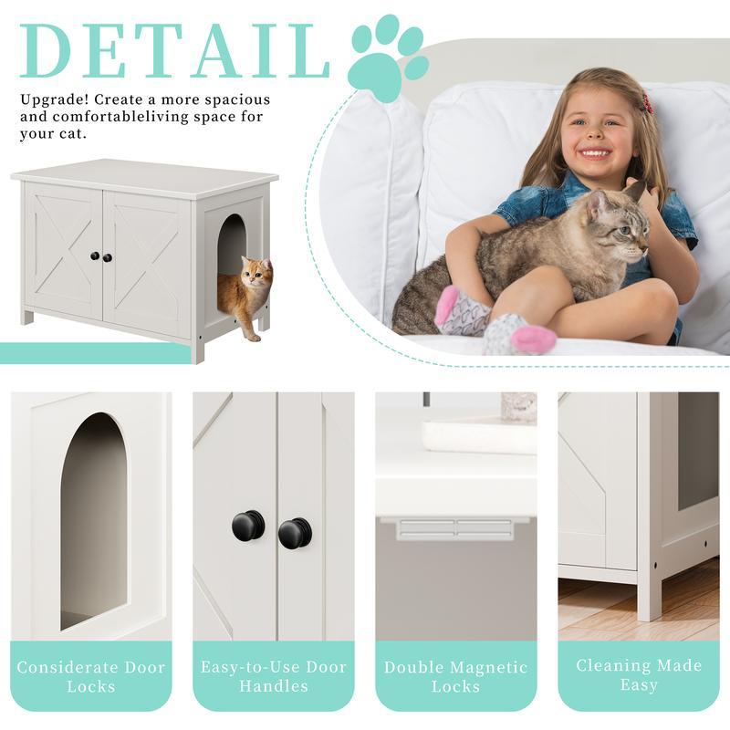 Hidden Cat Litter Box End Table | With Removable Divider, 3 Wood Colors