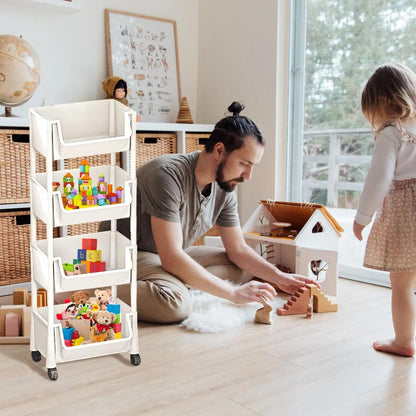 Multifunctional Multi-Layer Plastic Storage Cartwith Wheels