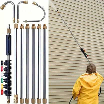 Pressure Washer Extension Wand 10 Pack, Power Washer Lance with 5 Nozzle Tips & Curved Gutter Cleaner Rod, for Gutter Roof Wall Cleaning